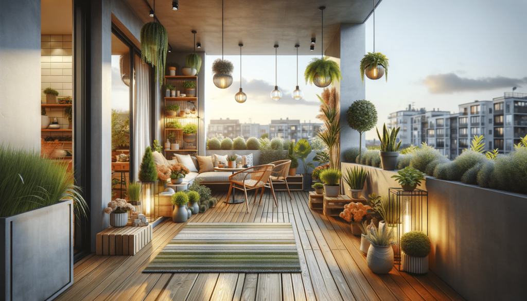 Terraza acogedora con suelo de madera, plantas y muebles multifuncionales | Everdeck