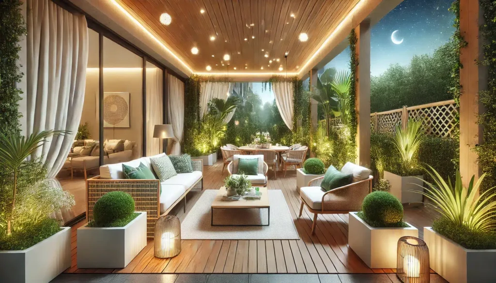 Terraza veraniega con decoraciÃ³n moderna, muebles multifuncionales y plantas | Everdeck